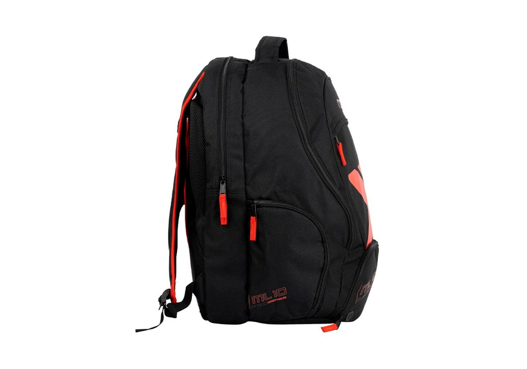 Mochila NOX ML10 Street Negro Rojo; Mochila de cuerpo completo con vista de perfil 