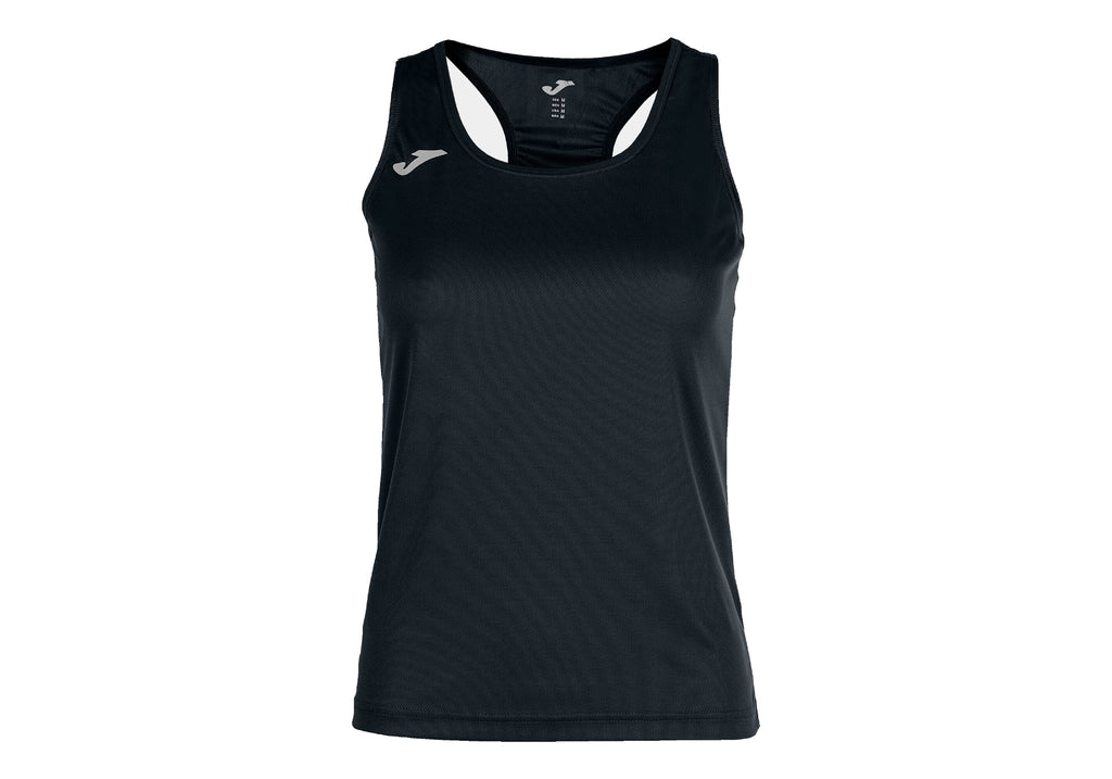 Camiseta Joma Tirantes Dama Montreal Negro; vista frontal completa del corte de la camiseta