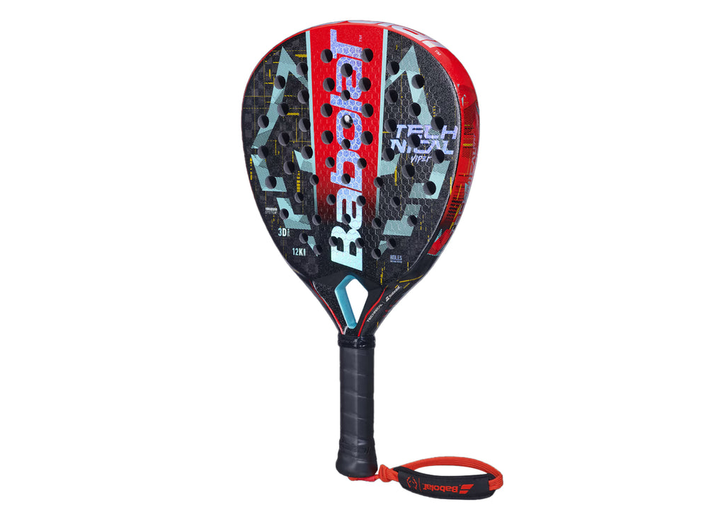 Babolat Technical Viper Juan Lebron; Pala con una combinación de elastómeros integrados en las fibras de carbono, a nivel del corazón y del mango de la pala.