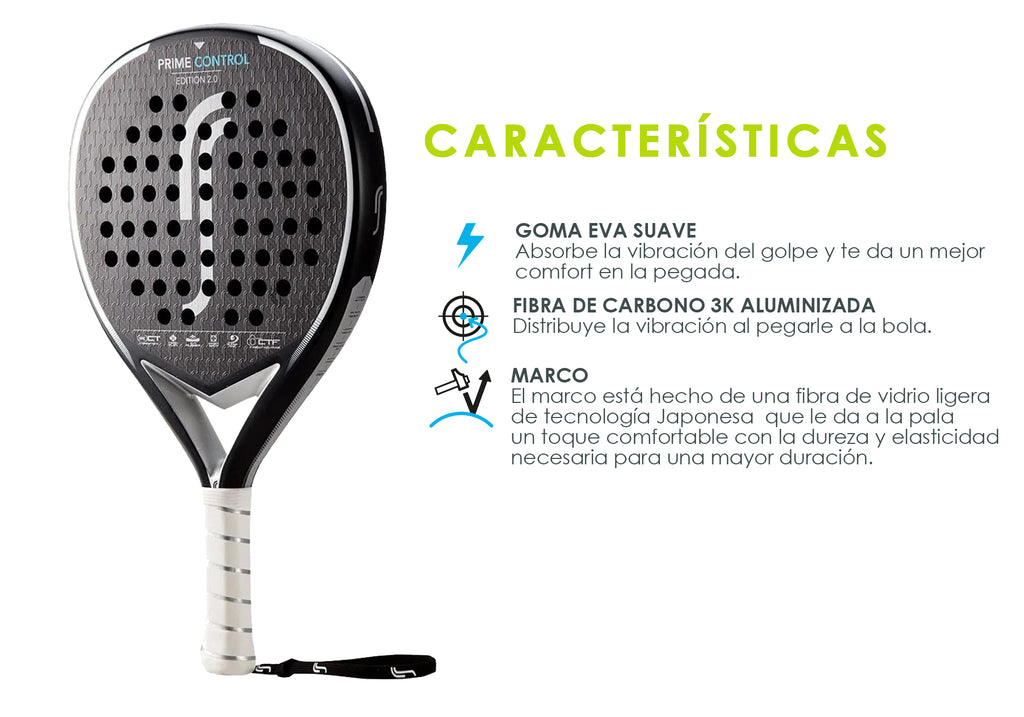 Pala Prime Control Edition 2.0, imagen que permite leer las características de la raqueta